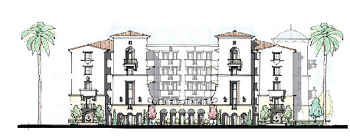 City Center, a multifamily complex proposed at the former site of Safety Hall, would include two restaraunts